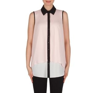 NWOT Sheer & Flowy Joseph Ribkoff Pink and Black Blouse Tunic, Size 8